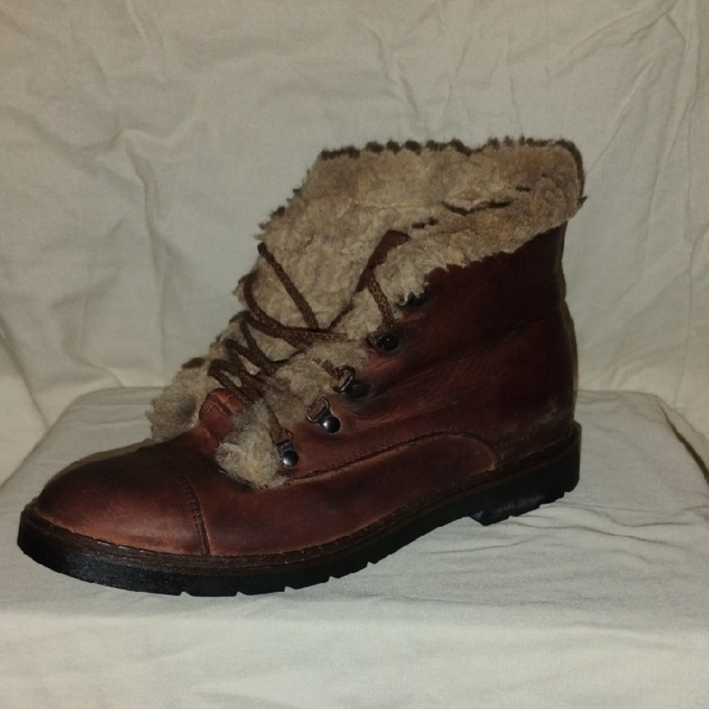 Vintage Fayva Dark Brown Faux Shearling-Lined Winter Boots